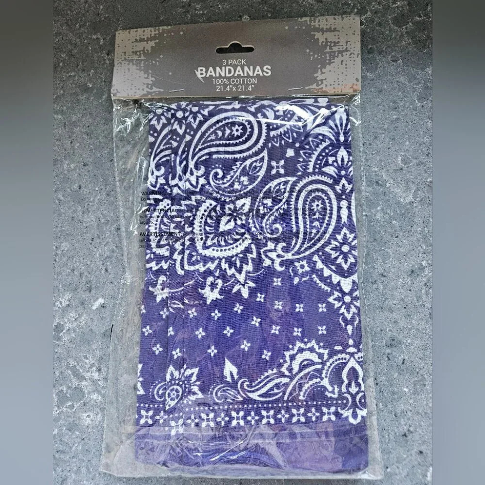 3 Pack  of Purple and White Bandanas